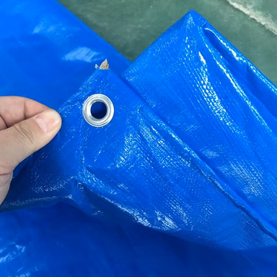 아연 도금 작은 구멍과 로프가 있는 마감된 주황색 PVC 타포린